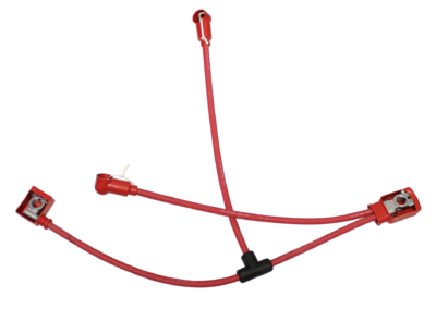 Multi-leg Battery Cable with Lead Tee Nylon Over molded Lead and Eyelet Terminal Coverings